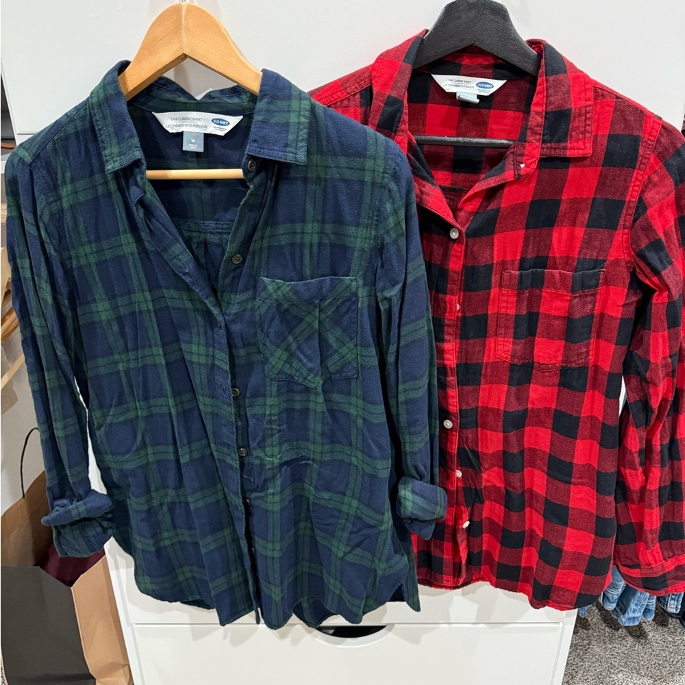 Old Navy Classic Flannel Plaid Shirts - set of 2